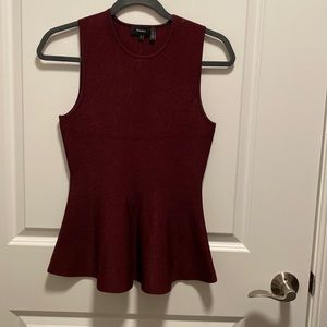 Theory Burgundy/Cranberry Red & Black Peplum Top